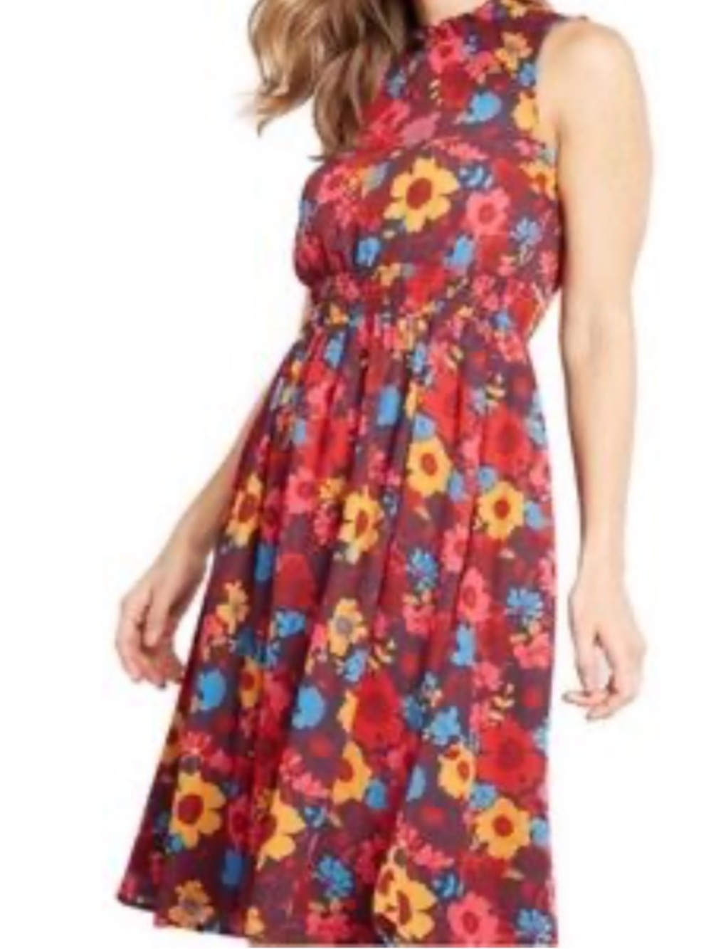 Modcloth Savor The Occasion Floral Sleeveless High Neck A-Line Dress Size 2X - Picture 5 of 9